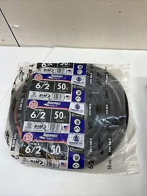 Southwire NM Wires 50 Ft. 6/2 Stranded Romex SIMpull Black Color-Coded Jacket • $134.99