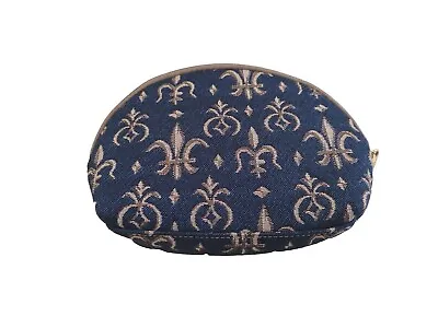 Signare Tapestry Cosmetic Bag/Purse Navy Fleur De Lys • £1.99