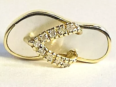 Na Hoku 14K Solid Gold Diamond Slipper Mother Of Pearl Pendant • $699