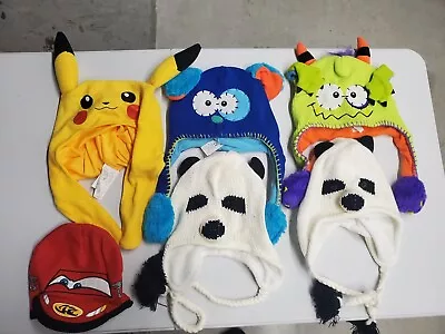 Kids Sock Hat Lot Of 6 Flipeez Pikachu Pokemon Disney Cars Pandas Etc  • $19.99