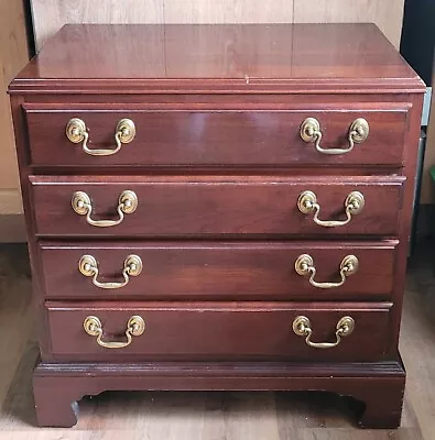 Ethan Allen Georgian Court Dovetail Cherry 4 Drawer Silver Chest Nightstand • $379.95