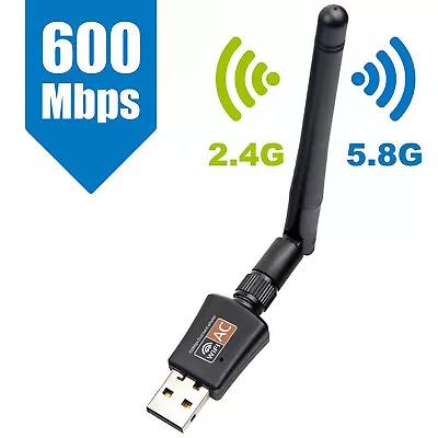 600Mbps 802.11ac USB Wifi Dongle With Antenna Dual Band 2.4/5GHz PC Adapter • $6.39