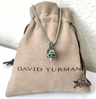 David Yurman Skull Charm Pendant With Sterling Silver Box Chain 23-24  Necklace • $320