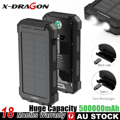 $49.99 • Buy 500000mAh Portable Solar Panel Dual USB External Battery Power Bank Pack Charger