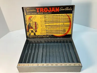 Vintage Trojan Saw Blades Metal Sales Case Hardware Advertising Display • $48.88