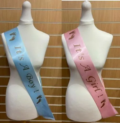 Gender Reveal Baby Shower Sash Blue It's A Boy And Pink It's A Girl Receive Both • £5.49