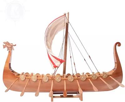 Collectible Drakkar Viking Wooden Model Boat Natural Wood • $365.99