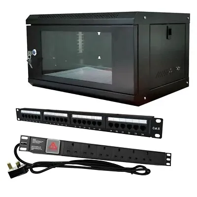 £179.95 • Buy Complete 6u 450mm 19  Black Network Data Cabinet+pdu+patch Panel Prebuilt Ready