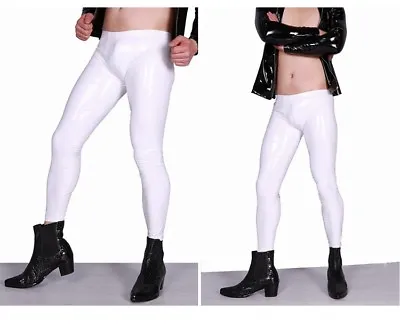 Men Sexy Shiny Leather Pants PVC Vinyl Wet Look Long Tight Trousers Clubwear • $25.99