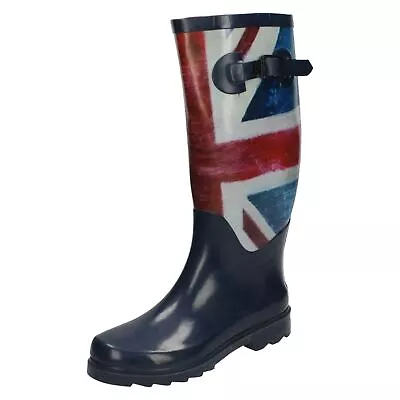 *SALE* Union Jack EnglandThemed Navy Blue/Red Wellington Boots  X1226 • £7.99