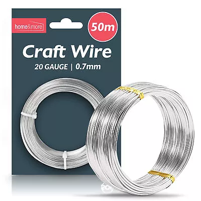 50M Craft Wire 0.7mm 20 Gauge Jewellery Modelling Bendy Silver Aluminium Florist • £4.49