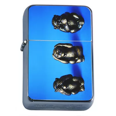 Monkey See Hear Speak Em2 Flip Top Oil Lighter Windproof • $14.95