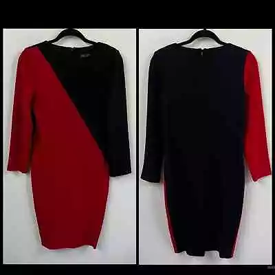 Misook Diagonal Color Block Long Sleeve Dress Woman Size Small • $40