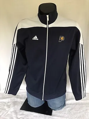 Adidas Indiana Pacers NBA Warm Up Track Jacket MENS SMALL Blue Zip Pockets • $19