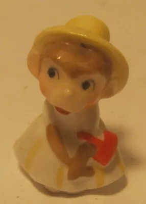 Vintage Mini Ceramic Little Girl MONKEY Figurine In Hat W Red Purse CUTE!!! • $3