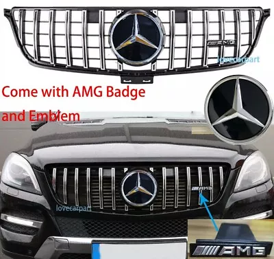 GT Grille For Mercedes Benz W166 ML350 ML400 550 Grill 2012 13 14 2015 W/Emblem • $105.99