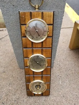 Vintage Linden 3 Instrument Wood Wall Weather Station Forecast Temp Barometer  • $24.99