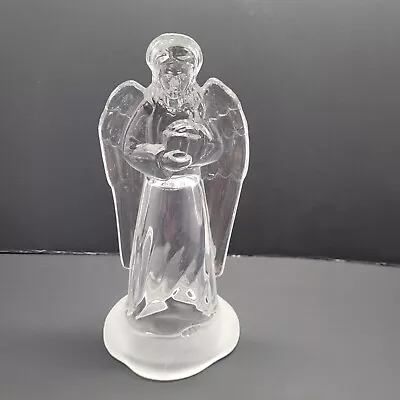 Angel Figurine 7  Lead Crystal Made In France Frosted Base Elegant Clean Lines • $10.99