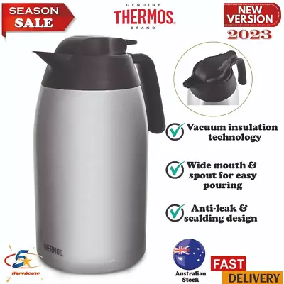 Thermos 2L Stainless Steel Vacuum Insulated Coffee Tea Jug Pot Carafe Flask • $81.56