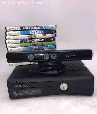 Microsoft Xbox 360 S Black Wi-Fi Capable Home Console With Kinect And Games Lot • $13