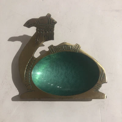 $35 • Buy Vintage 1960s Hakuli Israel Solid Brass & Enamel Camel Ashtray/ Coin Dish - NICE
