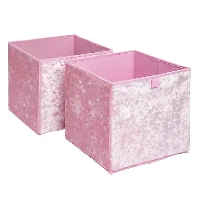 OHS Crushed Velvet Storage Boxes Cube Set Square Foldable Folding Toys Clothes • £8.99