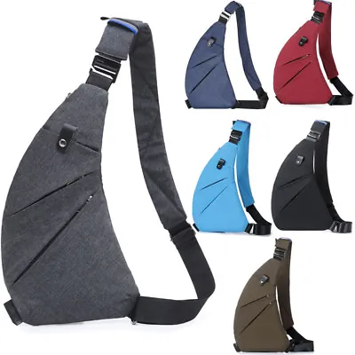 Mens Crossbody Sling Bag Chest Bag Waterproof Shoulder Bag Anti Theft Travel Bag • $15.99