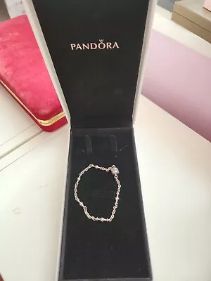 Genuine Pandora 5 Clip Chain Bracelet Sterling Silver 20cm  S925 Ale No Box • £39