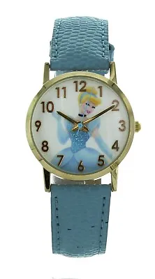 Girls Cute DISNEY PRINCESSES Cinderella Watch Light Blue Leather Band PRS399 • $17.59