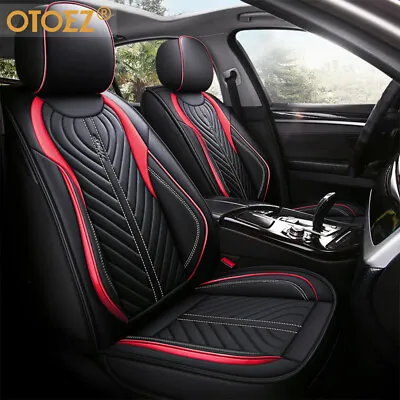 Breathable Leather Car Seat Cover Full Set 5 Seats Front Rear Cushion Universal • $79.98