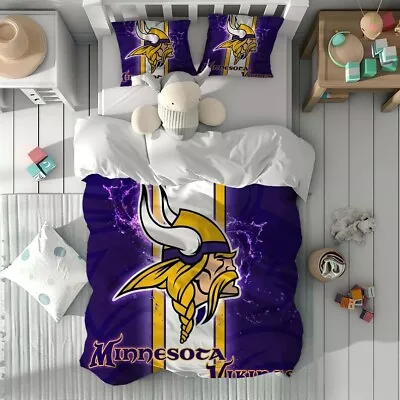 Custom Name Minnesota Vikings Quilt Cover Bedding Set Super Bowl Bedding Set • $69.99