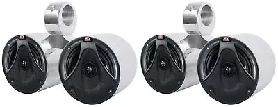 2 MTX Dual 6.5  150 Watt Silver Marine Boat Wakeboard Tower Speakers W/Crossover • $324.95