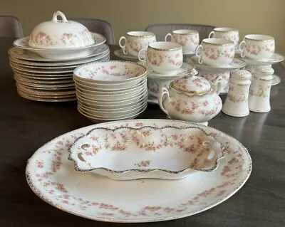Austria Bridal Rose A P And M Z 56 Piece Lunch And Dessert China Circa 1900 • $399
