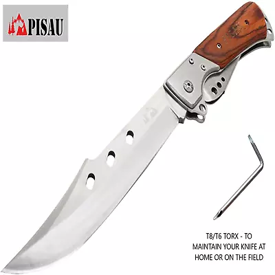 PISAU Outdoor Large Folding Knife Camping Fishing Hunting Bowie Pocket Bush EDC. • $22.99