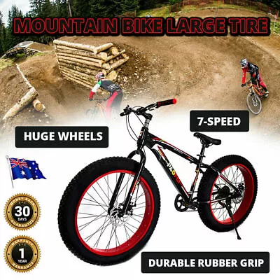 Mountain Bike Large Fat Tough Tire Push-Button 7 Speeds Bicycles High Grip Cycle • $699.90