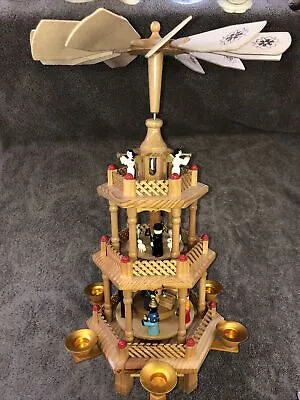 $65 • Buy Christmas Nativity Carousel Windmill Pyramid 3 Tier Vintage Xmas