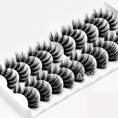 10 Pair 3D Mink False Eyelashes Wispy Cross Long Thick Soft Fake Eyelashes UK • £6.59