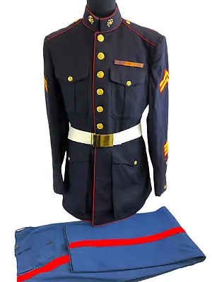 WW2 US USMC Corporal Dress Jacket & Trousers Named V.E. Robatin • $300