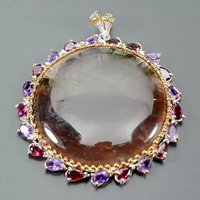 Vintage Jewelry 40 Ct+ Agate Pendant 925 Sterling Silver  /NP34043 • $59.99