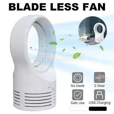 Portable Bladeless Fan Mini Desktop Fan Cooling Fan Air Circulator Room Office • £7.99