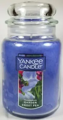 Yankee Candle GARDEN SWEET PEA Large Jar 22 Oz Blue Housewarmer New Wax • £34.03