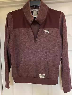 Victoria’s Secret Pull Over Half Zip Large  Maroon Burgundy-Dog Front Left • $9.95