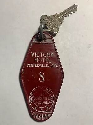  Victory Hotel  Motel Room Key Fob & Key Centerville Iowa #8 RARE • $29.99