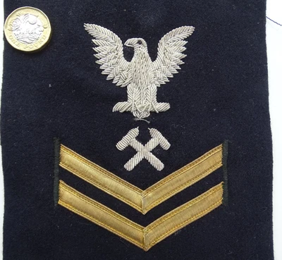£18 • Buy Wwii Era Us Navy Ship Fitter Fine Bullion Shoulder Patch / Badge