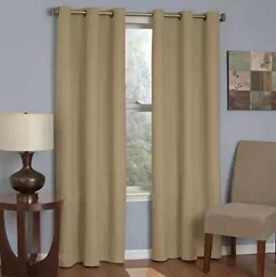 Eclipse Microfiber 42  X 95  Thermaback Grommet Blackout Window Panel Beige • $11.99