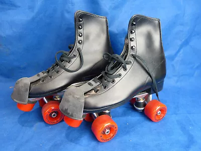 Vintage Roller Derby Skates Men's Size 8 Black Leather Roller Rink • $49