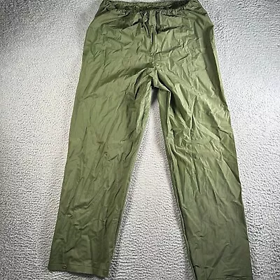 Unbranded Pants Mens Large Military Combat Green 100% PVC Rain Pants Pull On • $17.95