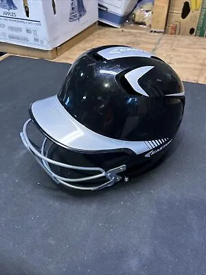 Easton Z5 Batting Helmet Baseball Softball Black Silver With Mask 6 7/8 To 7 5/8 • $30