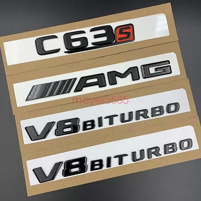 Glossy Black C63s AMG V8 BITURBO Trunk Emblem Badge Sticker For Mercedes-Benz • $57.24