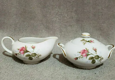 Moss Rose China Sugar & Creamer Gold Trim By Sango Japan • $45